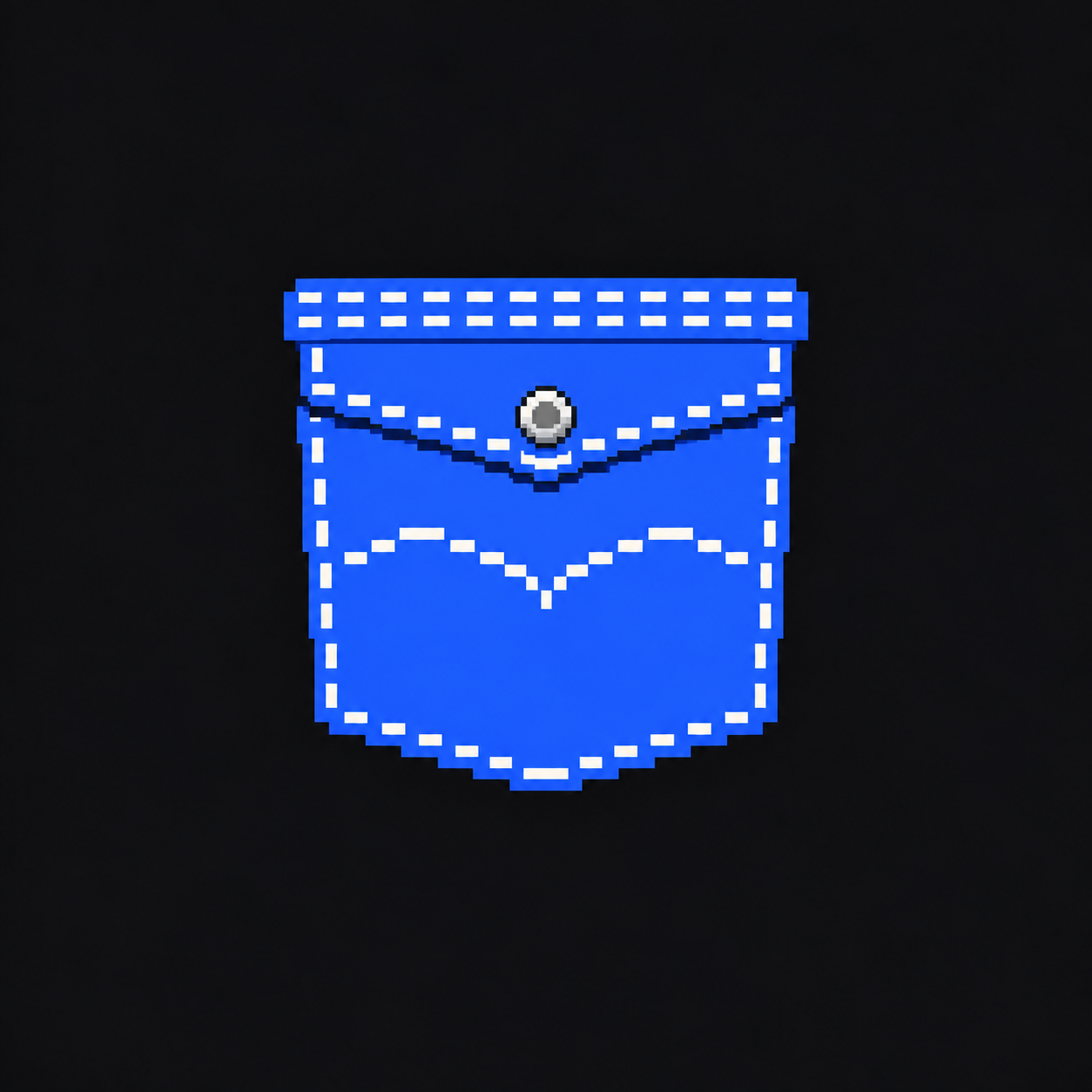 Pixel-art denim pocket, the Pocket Pad mark